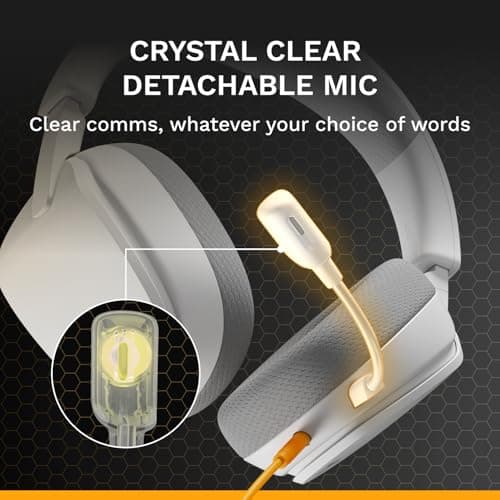 GLORIOUS GHS Eternal - Stereo Gaming Headset for PC, PS5, PS4, Xbox, Switch - Custom Tuned Angled Drivers, Adjustable Crystal Clear Detachable Mic, 3.5mm - Durable, All Day/Night Comfort - White — view 3