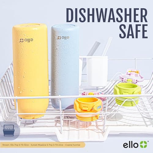 Ello Pop & Fill 22oz Stainless Steel Water Bottle with Quick Fill Technology, Double Walled and Vacuum Insulated Metal, Leak Proof Locking Lid, Sip and Chug, Reusable, BPA Free, Aurora — view 4