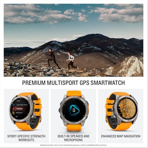 Garmin fēnix® 8 – 51 mm, AMOLED, Sapphire, Premium Multisport GPS Smartwatch, Long-Lasting Battery Life, Dive-Rated, Built-in LED Flashlight, Titanium with Spark Orange/Graphite Band — view 2