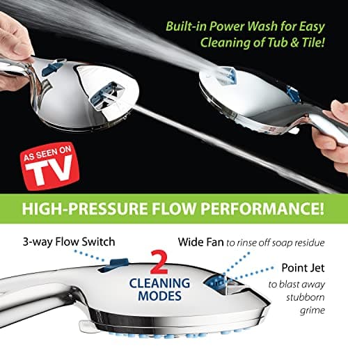AquaCare High Pressure 8-Mode Handheld Shower Head - Anti-Clog Nozzles, Built-in Power Wash to Clean Tub, Tile & Pets, Extra Long 6 ft. Stainless Steel Hose, Wall & Overhead Brackets — view 4