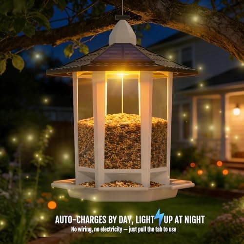 Birdream 2 Pack Solar Bird Feeders for Outdoors Hanging, Assembly Required, 1-Min Easy Setup, Wild Seed Feeders for Cardinals Chickadees and Finches — view 3
