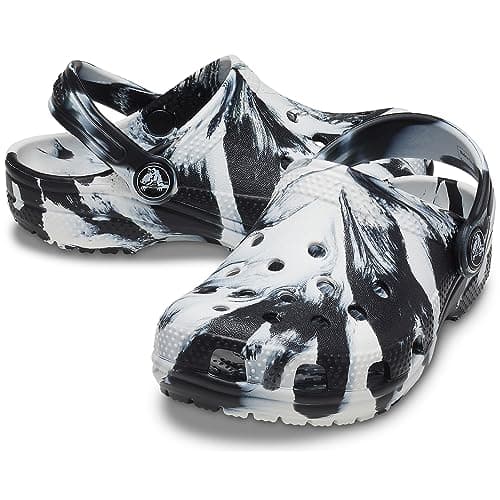 Crocs Unisex-Child Classic Marbled Tie Dye Clog, Black/White, 6 Big Kid — view 5