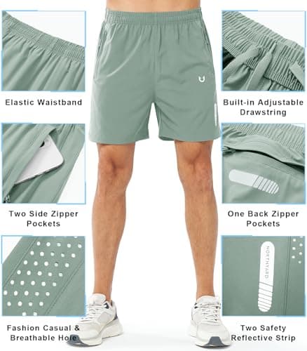 NORTHYARD Men's Athletic Running Shorts Quick Dry Workout Shorts 7"/ 5"/ 9" Lightweight Sports Gym Basketball Shorts Hiking Exercise LODENFROST-5inch XL — view 2