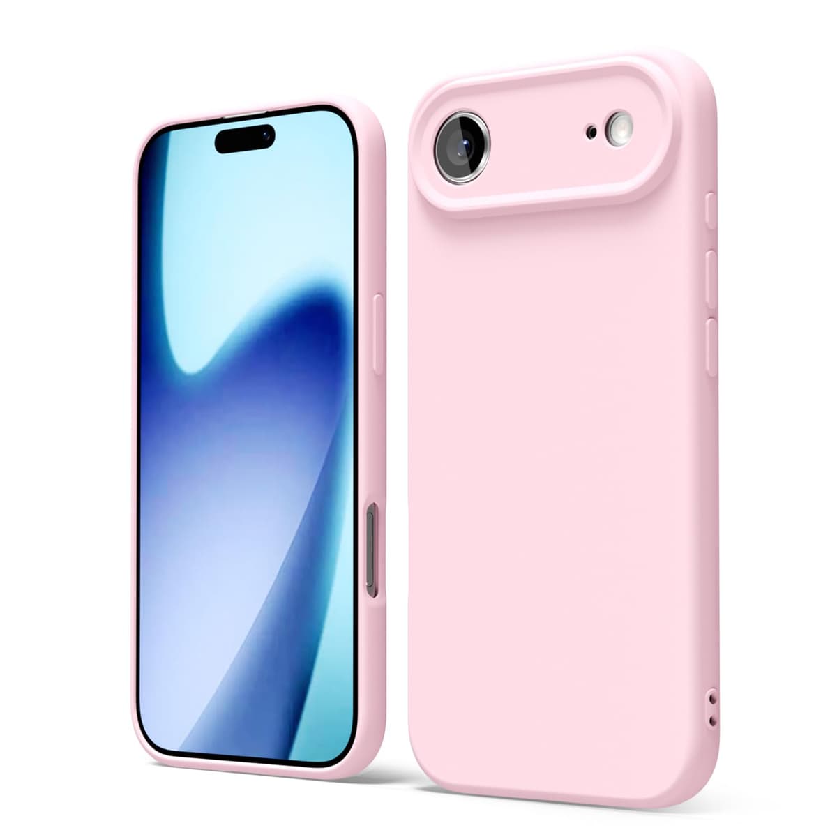 oakxco for iPhone 17 Pro Max Phone Case Liquid Silicone, Cute Thin Slim Grip Soft Rubber Gel for Women Men, Smooth Matte TPU Plain Solid Color Girly Simple Case with Camera Cover, Light Pink — view 1076
