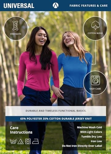 Adar Uniforms, Underscrubs for Women 2 Pack - Long Sleeve Underscrub Comfort Tee - 2902 - Black - XS — view 7