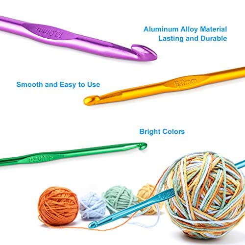 Vodiye 14 Sizes Crochet Hooks Set 2.0–10.0mm, Colorful Metal Crochet Needles, Ergonomic for Comfortable Crocheting — view 2
