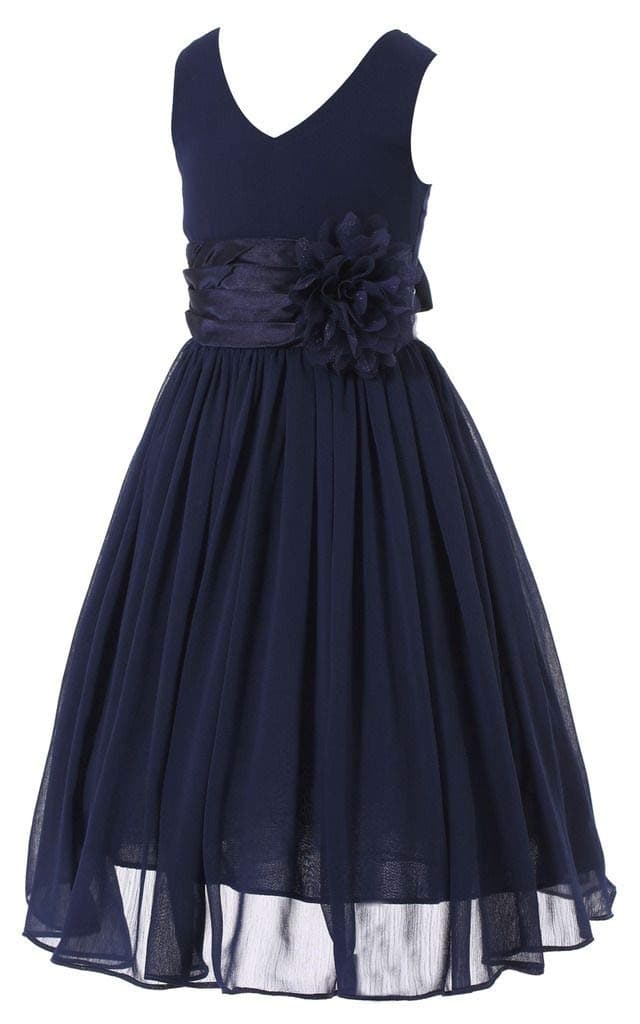 HAPPY ROSE Junior Bridesmaids V-Neckline Chiffon Flower Girl Dress — view 3