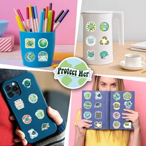 110 Pcs Earth Day Stickers - Waterproof Vinyl Eco-Friendly Stickers for Skateboard, Laptop, Fridge, Phone & Luggage (Assorted Environmental Designs)(Earth Day -110) — view 4