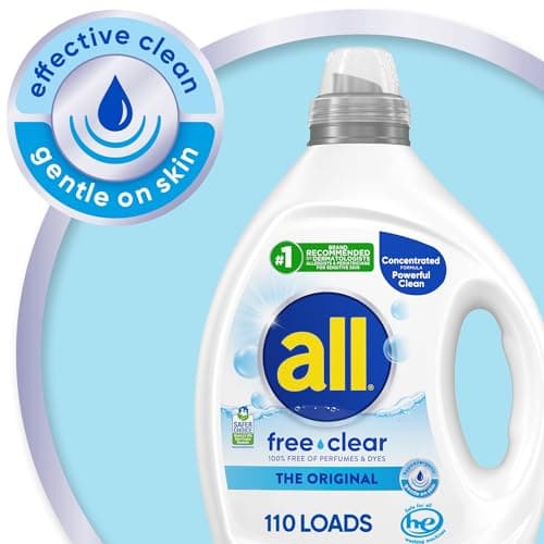 all free clear, Original, Liquid Laundry Detergent for Sensitive Skin, Unscented and Hypoallergenic, Concentrated, 82.5oz, 110 Loads — view 3