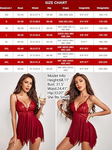 Avidlove Lingerie for Women Lace Babydoll Strap Chemise Open Front Nightwear Sexy Sleepwear V Neck Nightgown Boudior Nighty — view 5