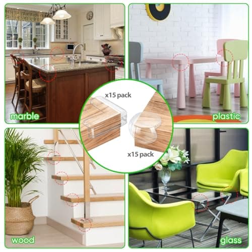 30 Pack Corner Protector Baby, Table Corner Protector Guards Clear Bumper for Furniture Corner Protectors Corner Guards Baby Proof Corner Covers Safety, Round Shape + L Shape — view 2