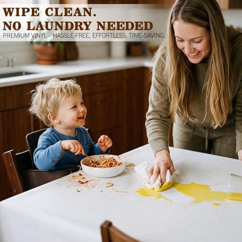 Heavy Duty Table Protector Pad with Flannel Backing for Dining Room, Waterproof Vinyl Tablecloth Easy to Clean & Trim, Scratch & Heat Resistant Table Cover, Reusable Pad 72" x 54" Rectangular — view 2