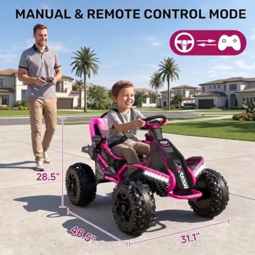 ANPABO 24V 4x4 Ride On Toys for Big Kids Aged 3-12 Rose Red-4x200W Motors, 5MPH, Wide Adjustable Seat, Parent Remote, Metal Frame, Shock Absorber, for Off-Road Ride — view 5