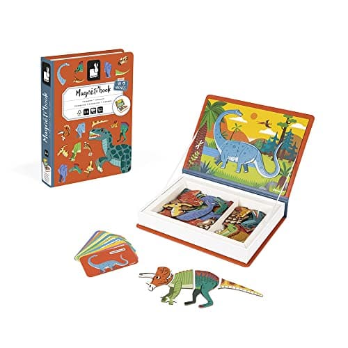 Janod • Magneti’Book Dinosaurs • 3 to 8 Years • Educational Magnetic Games Toy for Kids Toddler Children • J02590