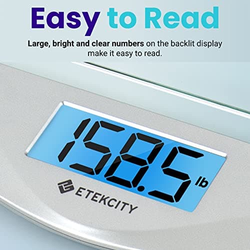 Etekcity Digital Body Weight Bathroom Scale, Large Blue LCD Backlight Display, High Precision Measurements,6mm Tempered Glass, 400 Pounds
