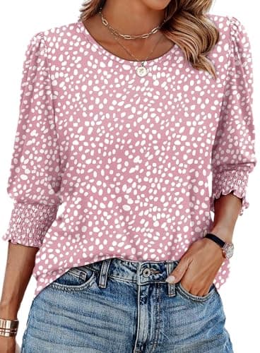 XIEERDUO Summer Tops for Women Trendy 3/4 Sleeve Womens Long Sleeve Shirts Dressy Blouses Vacation Outfits Women's Fashion Clothing Resort Wear 2026 L