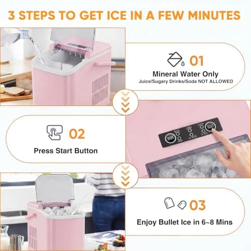 NEWBULIG Ice Makers Countertop with Handle, Portable Ice Machine — view 4