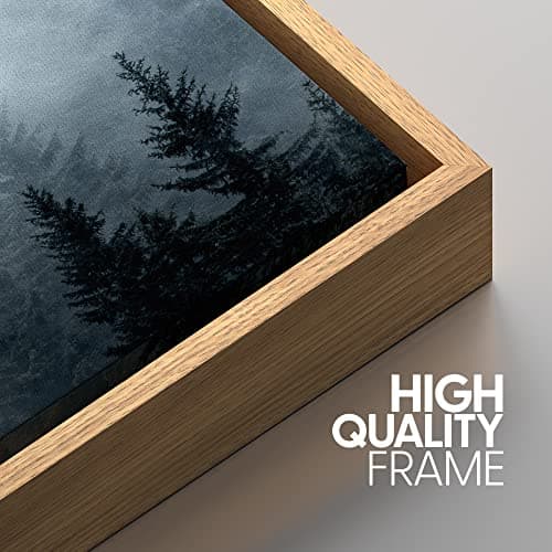 SIGNWIN Framed Canvas Print Wall Art Set Winter Fog Mist Pine Tree Mountain Forest Nature Wilderness Photography Modern Art Landscape Relax/Calm for Living Room, Bedroom, Office - 24"x36"x3 Natural — view 3