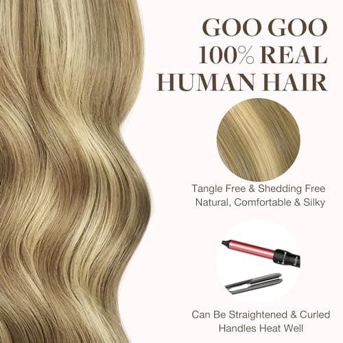 GOO GOO Tape in Hair Extensions Human Hair for Women Light Blonde and Golden Blonde Hair Extensions Real Human Hair Seamless Invisible Hair Extension Tape 20pcs 50g 20inch — view 7