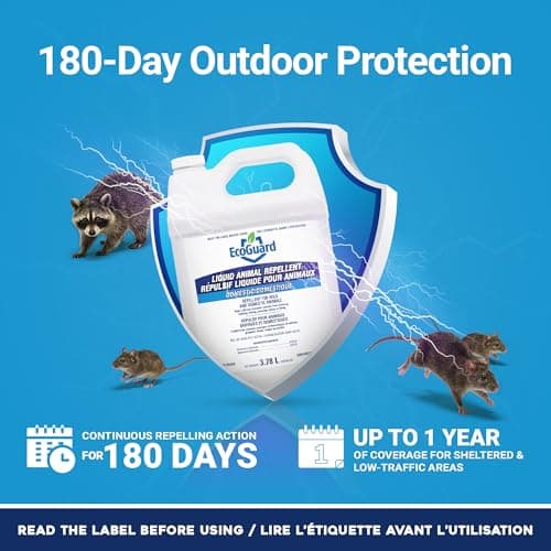 EcoGuard Home And Cottage Liquid Animal Repellent 3.78L | Bitter Anti Chew Spray with Bitrex, For Wild And Domestic Animals | Helps Deter Raccoons, Rabbits, Skunks, Squirrels, Coyotes, Mice, Rats And Other Nuisance Pests | Yard, Home & Garbage Protection | SPRAYER NOT INCLUDED — view 3