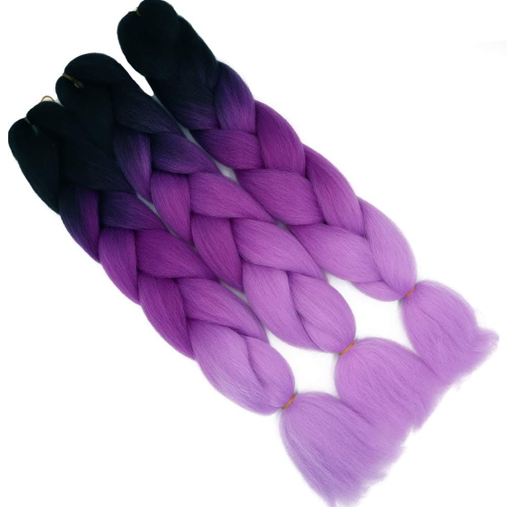 24" Braiding Hair Extension Jumbo Braids Synthetic 3bundles/pack Crochet Hair Afro Box Braid Heat Resistent (Dark Purple) — view 92