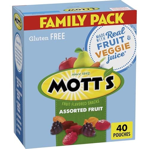 Mott's Assorted Fruit Flavored Snacks, Made with Real Fruit Puree (40 Pack)
