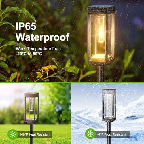WdtPro 8 Pack Tall Solar Pathway Lights Outdoor, Bright Solar Powered Garden Lights Waterproof, Auto On/Off, Up to 15H Outdoor Lighting for Lawn Patio Walkway Driveway Path Yard Decor