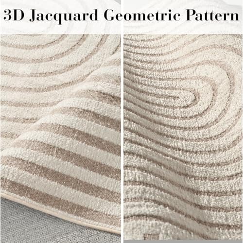 Area Rug 5x7 Rugs for Living Room Non Slip Soft Carpet Boho Machine Washable Rug Geometric Jacquard Textured Carpet for Bedroom Dining Room Nursery Office Living Room Rug -Beige — view 4
