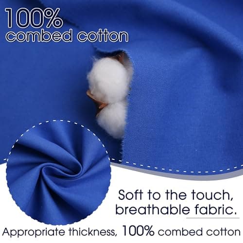 FFPDYBEST Royal Blue Cotton Fabric, Natural 100% Cotton Poplin Fabric by The Yard 59 Inches Wide Lining Fabric for Sewing Apparel Cloth Soft Embroidery Quilting, 1 Yard — view 3