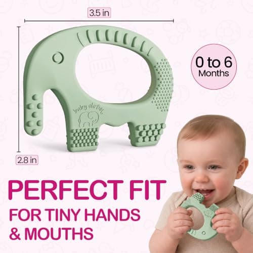 Teething Toy for Babies Age 0 to 6 Months - Baby Elefun 5x Pain Relief Smart Teether - Zero Developmental Delay Silicone Baby Teething Toy Ring - Cute Infant Shower Gift Chew Toys for Babies — view 3