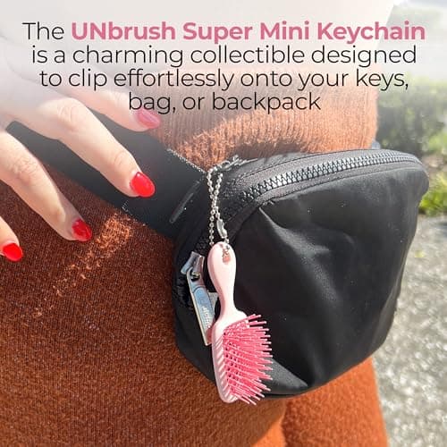 FHI Heat UNbrush Keychain Super Mini Hair Brush — Collectible Miniature Charm for Bags and Keys — Accessory for Beauty Lovers - (Peony) — view 5