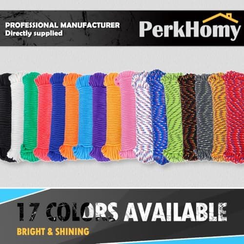 PerkHomy 100 ft 1/4 inch (7mm) Polyester Rope (Nylon - Like Durability) Poly Flag Pole Clothes Line Camping Utility Good for Tie Pull Swing Climb Knot (Purple) — view 4