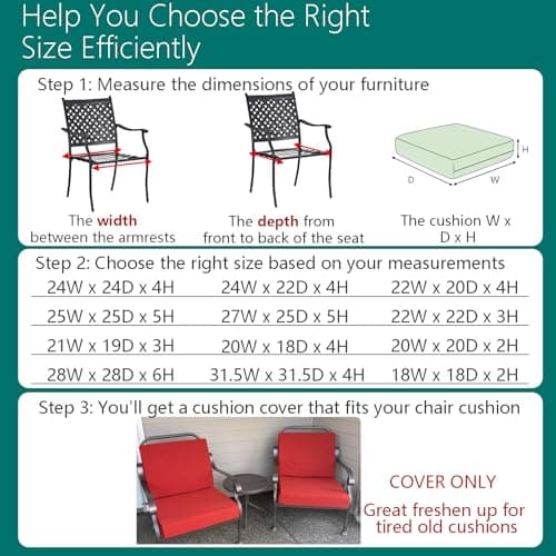 FLYMEI Patio Cushion Covers 25x25x5 Waterproof Outdoor Cushion Cover Replacement 2Packs Outdoor Seat Cushion Slipcover for Rattan Chair Sofa, Red — view 2