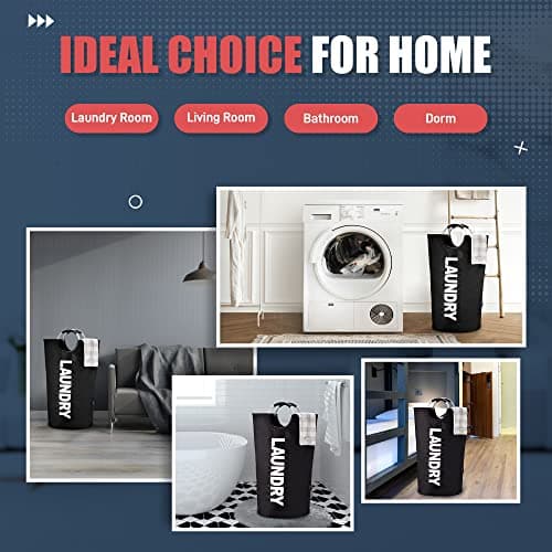 Caroeas Tall Laundry Basket 90L, Large Hamper, Freestanding Laundry Bag — view 5
