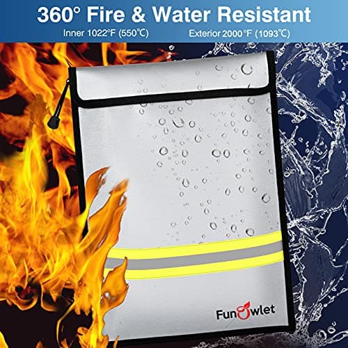Fireproof Waterproof Money Document Bag, 15" x 11" Gray