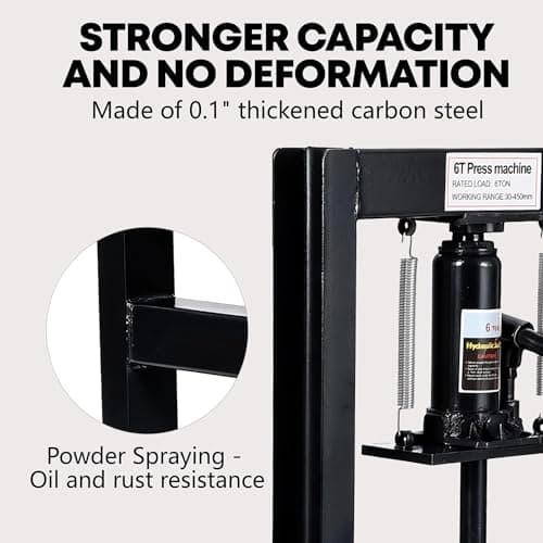 Garvee 6 Ton Hydraulic H-Frame Shop Press, Adjustable Table & Stamping — view 4
