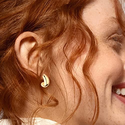 6 Pairs 14K Gold Plated Hoop Earrings for Women Lightweight Chunky Hoop Earrings Multipack Hypoallergenic, Thick Open Twisted Huggie Hoops Earring Set Jewelry for Gifts. (Gold) — view 6