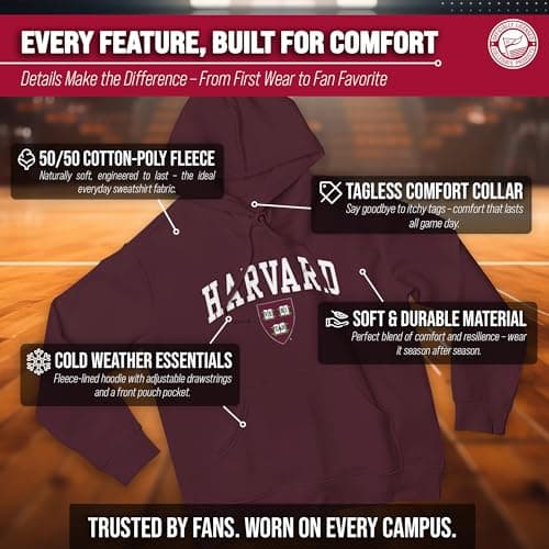 Campus Colors Harvard Crimson Arch & Logo Gameday Hoodie - NCAA College Hooded Sweatshirt - Red X-Large — view 2