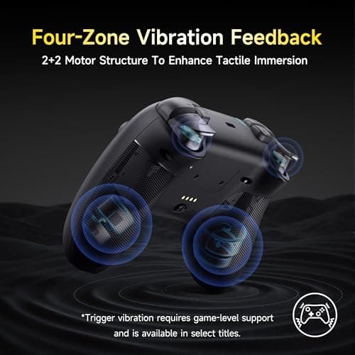 EasySMX X05 Pro Wireless PC Controller, Upgraded 2-Stage Triggers, Soft Click Buttons, Hall Joysticks, 1000Hz Polling, 8-Way D-Pad, 1000mAh Battery, Multi-Platforms Controller for PC/Switch/Android/iOS, Black — view 5
