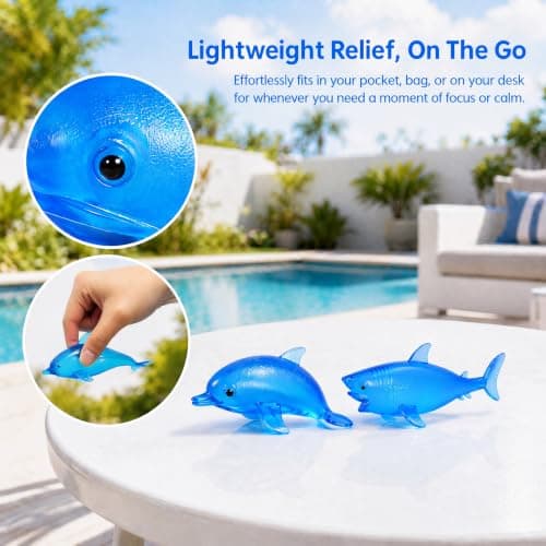 2 Pack Blue Shark & Dolphin Squishy Stress Balls, Collectible Figurines — view 2