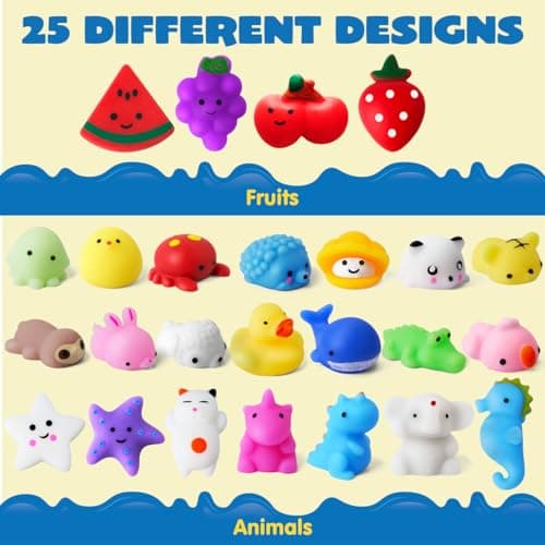 JOYIN Mochi Squishy Toys Set, Random 25 Pack Mini Squishy Mochi, Party Favors for Kids, Kawaii Stress Relief Toys, Basket Stuffers, Goodie Bags Fillers, Birthday Gifts, Classroom Prizes — view 2