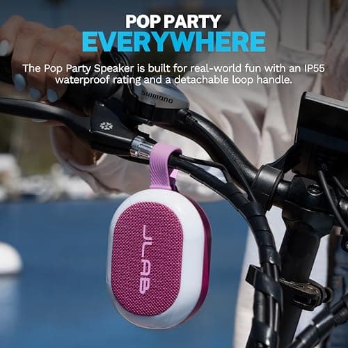 JLab, Pop Party, Portable Bluetooth Speaker, Waterproof, RGB Lighting, LabSync, Mulberry — view 5