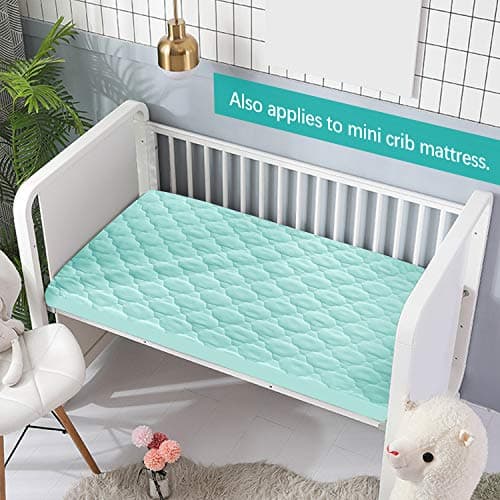 Waterproof Sheet for Pack n Play Quilted, Playard Sheet Protector 39" X 27" fits for Baby Foldable and Playard Mattress, Portable Mini Crib, Aqua — view 4