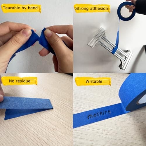4 Rolls Premium Painters Tape, Blue Tape, Masking Tape, Paint Tape for Multi-Purpose, Painting, Painter's, DIY Crafts Arts (88yd =0.94IN*22yd*4) Decoration Labeling No Residue, Easy Removal — view 4