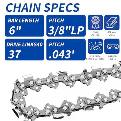 6 Inch Chainsaw Chain Blade and Guide Bar, Replacement Chain Saw Bar and Chains for 6 inch Mini Cordless Electric Portable Handheld Chainsaw for Wood Cutting (4 Chains + Guides Bar + File)