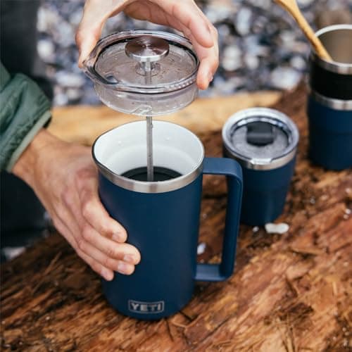 YETI Rambler 34 oz. French Press Coffee Maker, with GroundsControl Filter, Navy — view 7