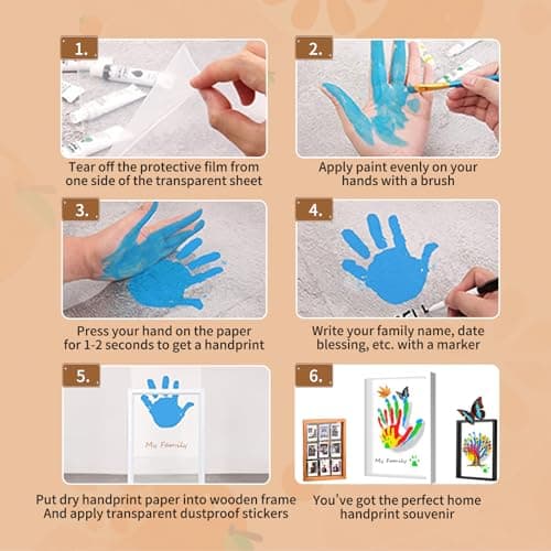Family Handprint & Hand Casting Kit – DIY Craft Keepsake with Wooden Frame, Non-Toxic Paints, Baby Footprin Kit – Perfect Gifts for Grandparents, New Parents & Families — view 5