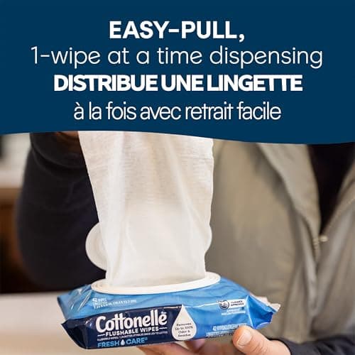 Cottonelle Fresh Care Flushable Wet Wipes, Adult Wet Wipes, 1 Flip-Top Pack, 42 Wipes per Pack (42 Total Flushable Wipes) — view 4