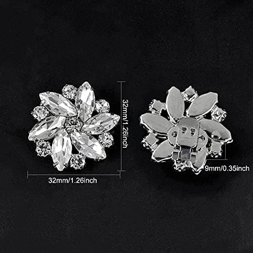 FINGERINSPIRE 2Pcs Crystal Shoe Clips Rhinestone Crystal Metal Shoe Clips Wedding Bridal Shoe Buckles Elegant Rhinestones Flower Clips for Jewelry Shoes Clothing Bags Hats Decor, Alloy+Rhinestone,