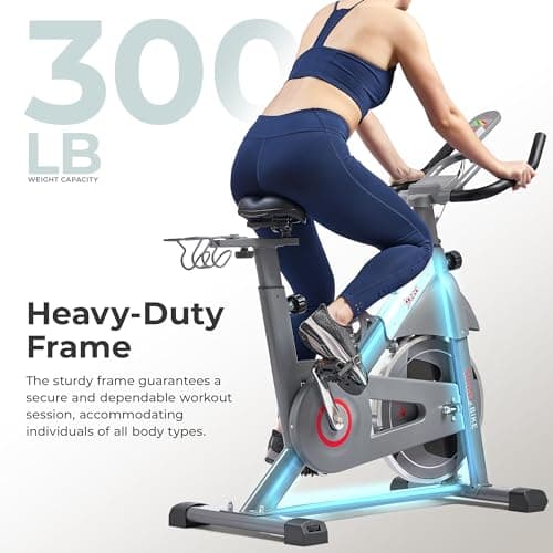 Sunny Health & Fitness Smart Indoor Cycling Magnetic Resistance Exercise Bike, Cardio Workout for Home, Pulse Sensor, with Dumbbell Holder, Bluetooth Connectivity and SunnyFit App - SF-B123033 — view 3